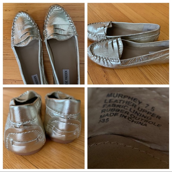 LIKE NEW Gold soft leather SteveMadden flats sz7.5 - Picture 3 of 7